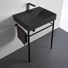 Small Black Console Sink, Modern, 24 inch